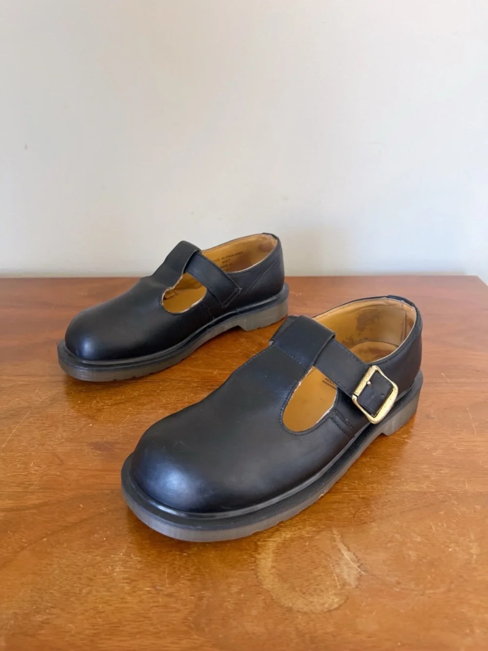 Dr Martens • vintage t-strap mary janes 5027 leather chunky black t bar MIE - Picture 2 of 9